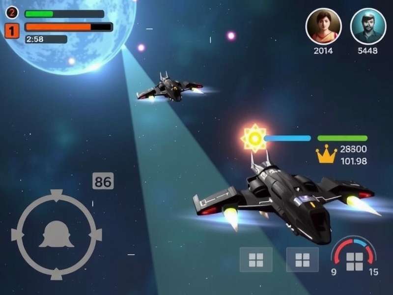 Galaxy Guardian gameplay screenshot showing spaceship combat